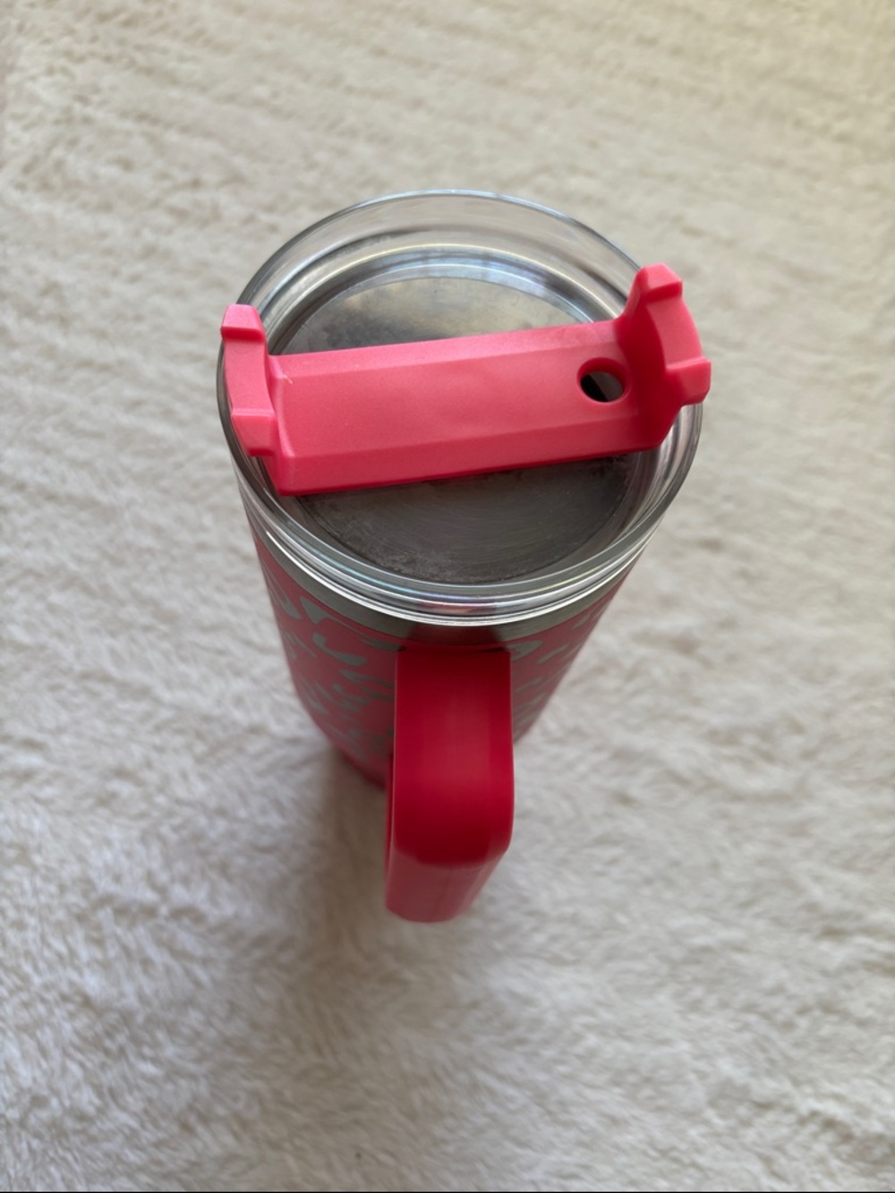 Pink and Silver Leopard Print Laser Etched Tumbler with Handle - Picture 6 of 8